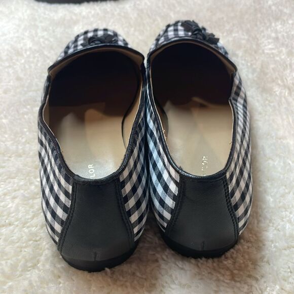Ann Taylor Gingham Tassel Black White Checkered Flats Shoes Women’s Sz 7.5 - Picture 4 of 7